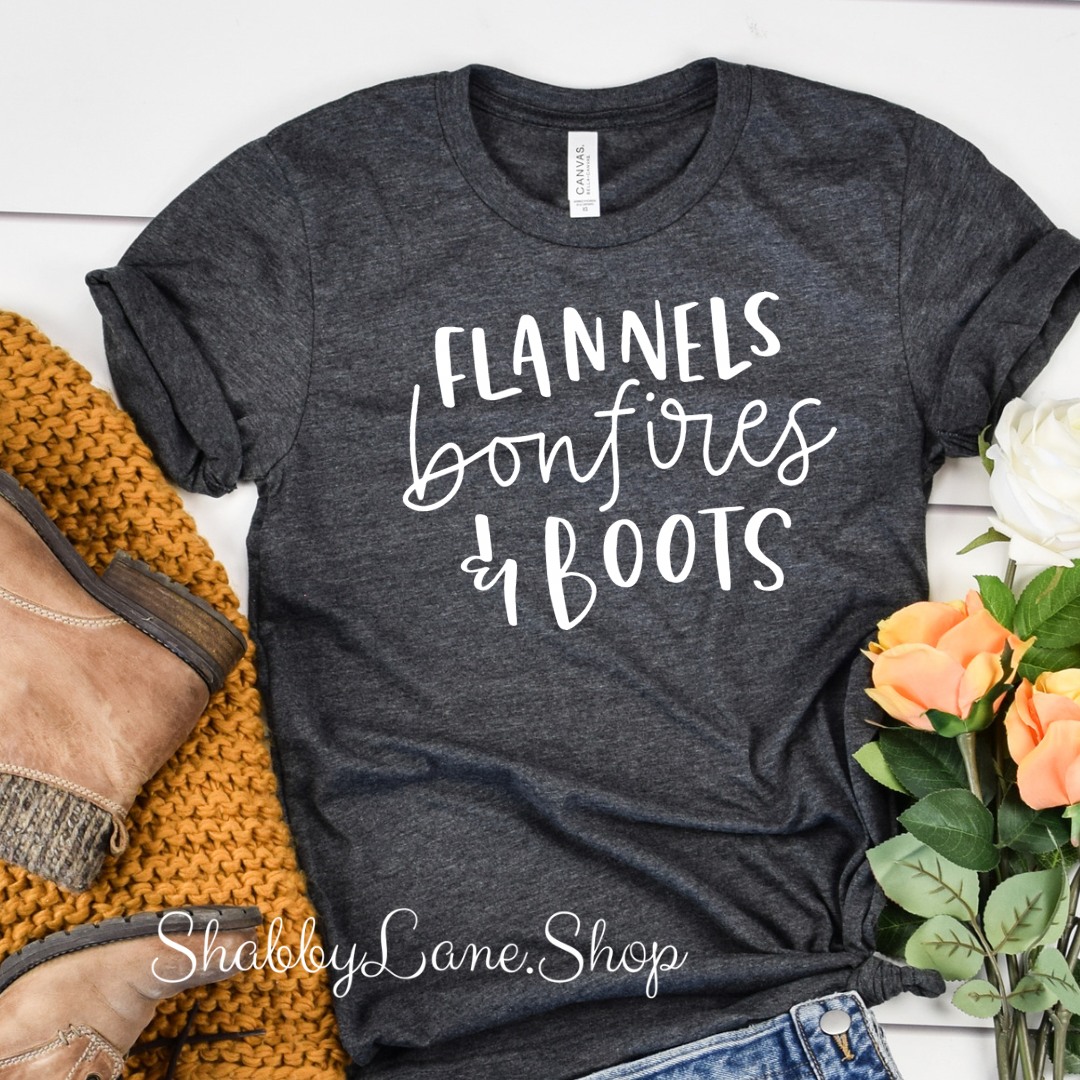 Flannels Bonfires and boots - T-shirt Dk Gray tee Shabby Lane