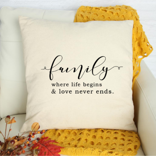 Family pillow - white pillow Shabby Lane