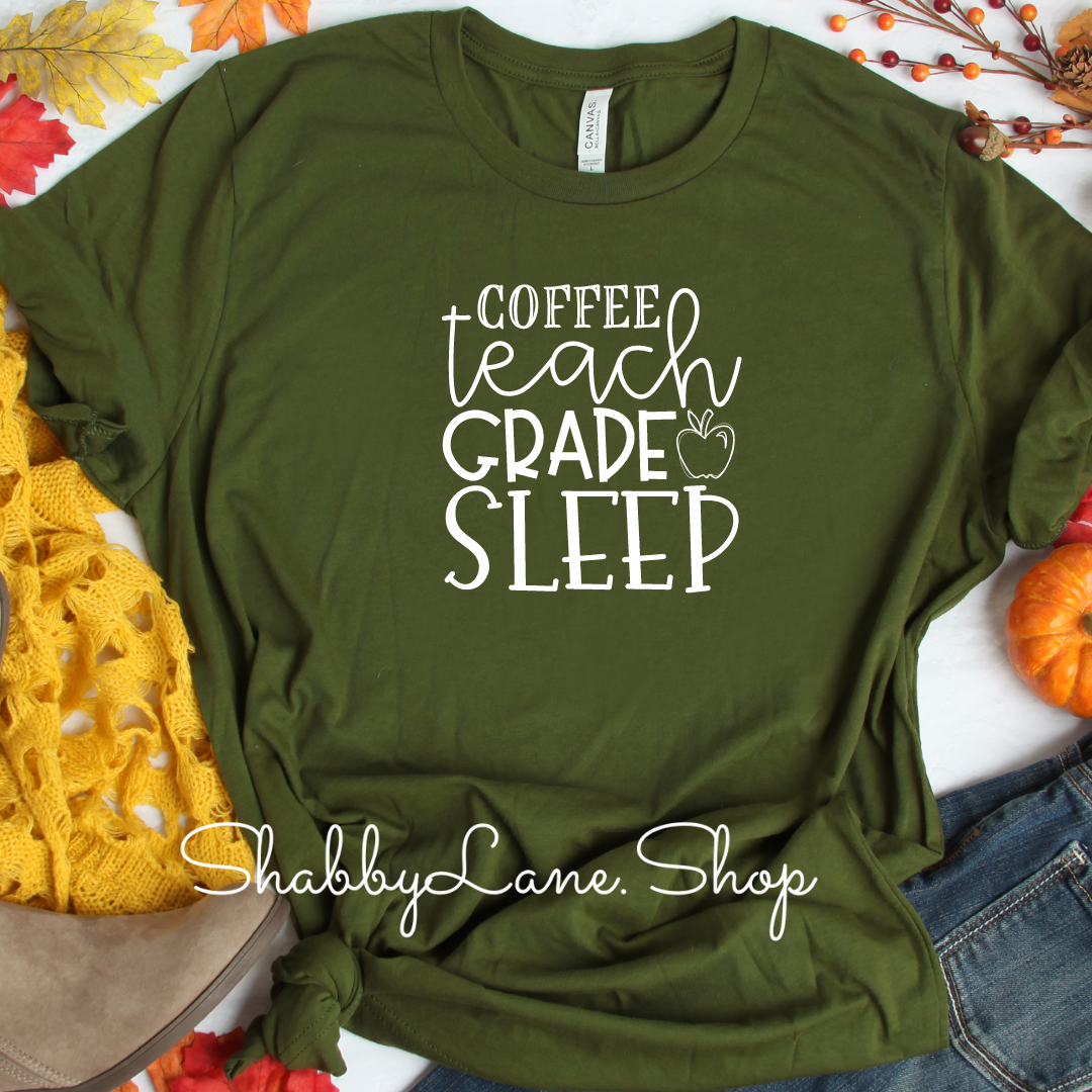 Coffee teach grade sleep! - Olive tee Shabby Lane