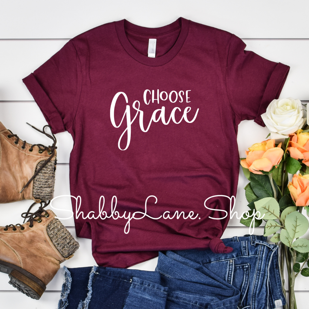 Choose Grace- Maroon tee Shabby Lane