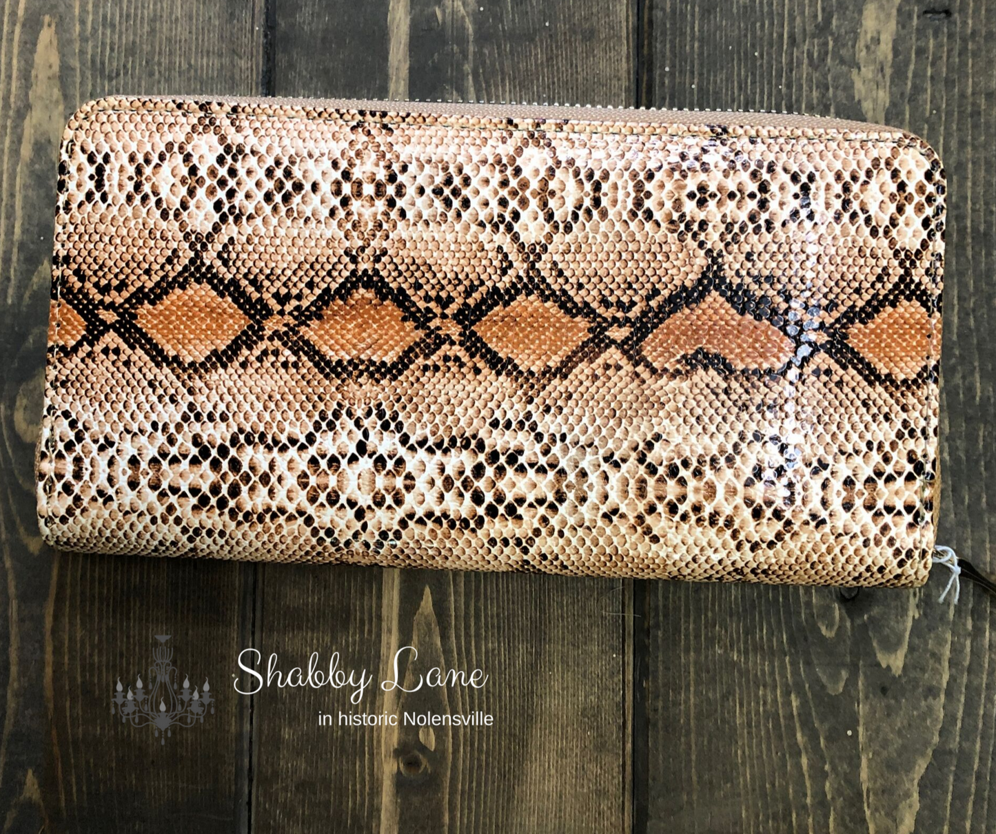 Fun zippers wallets snakeskin vinyl Shabby Lane