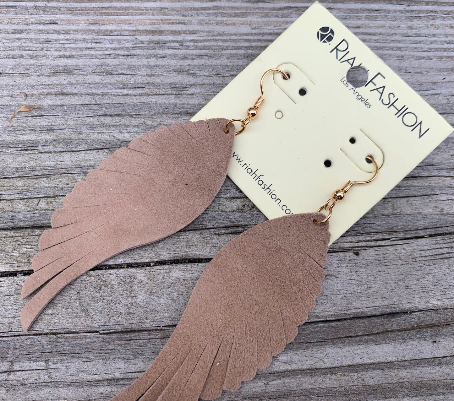 Leather feathered earrings Shabby Lane