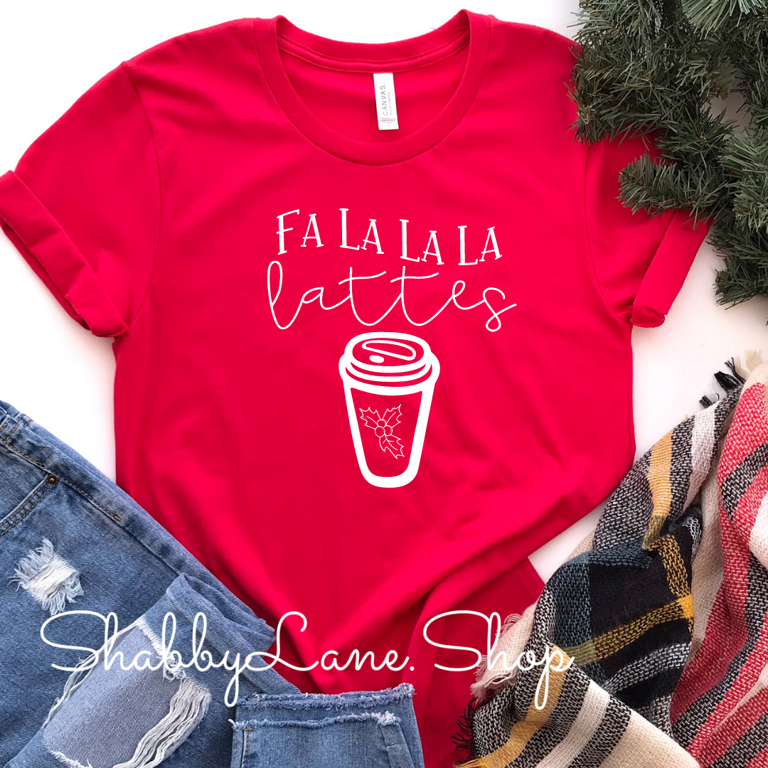 Falalala latte - Red Short Sleeve tee Shabby Lane