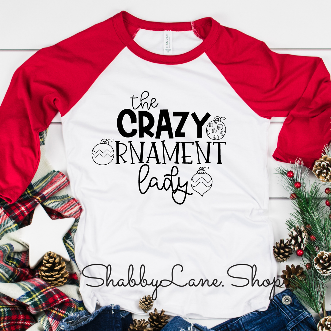 Crazy Ornament lady - red sleeves tee Shabby Lane
