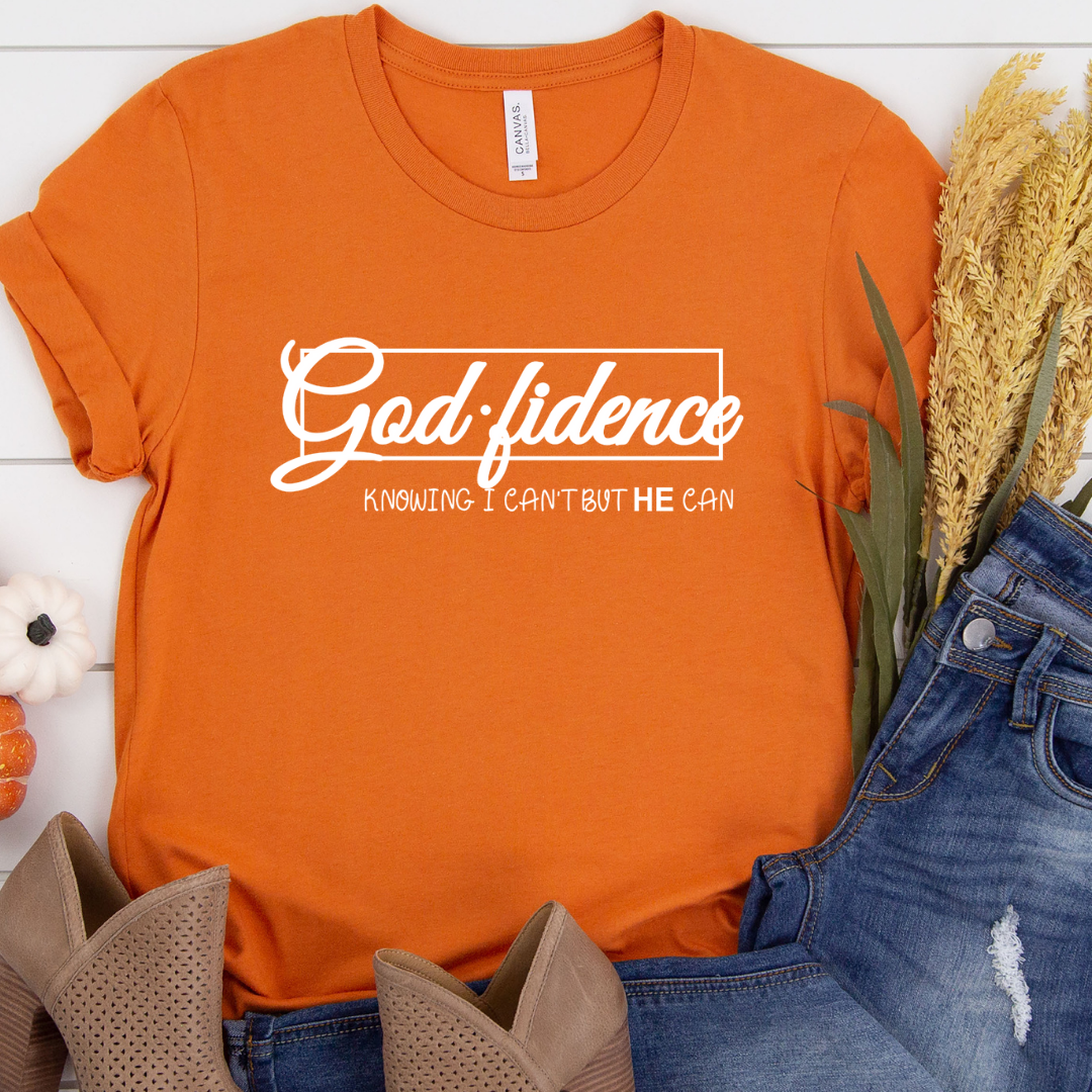God Fidence - Orange tee Shabby Lane
