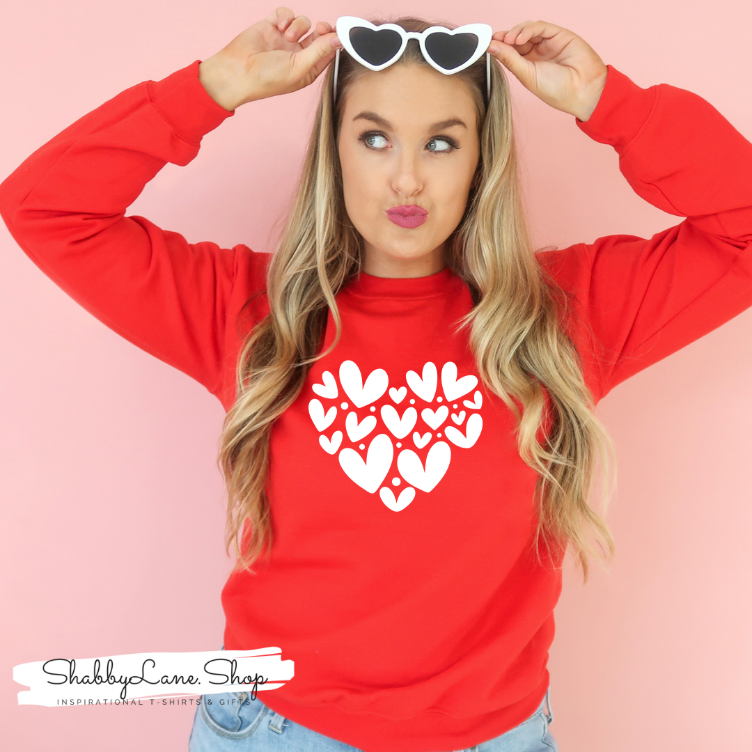 Lots of hearts - sweatshirt- Red tee Shabby Lane