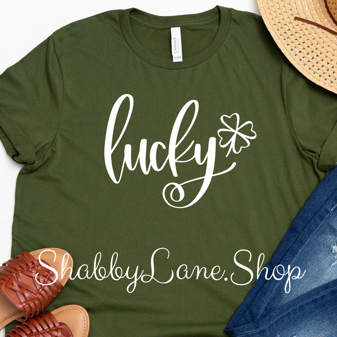 Lucky - T-shirt Olive tee Shabby Lane
