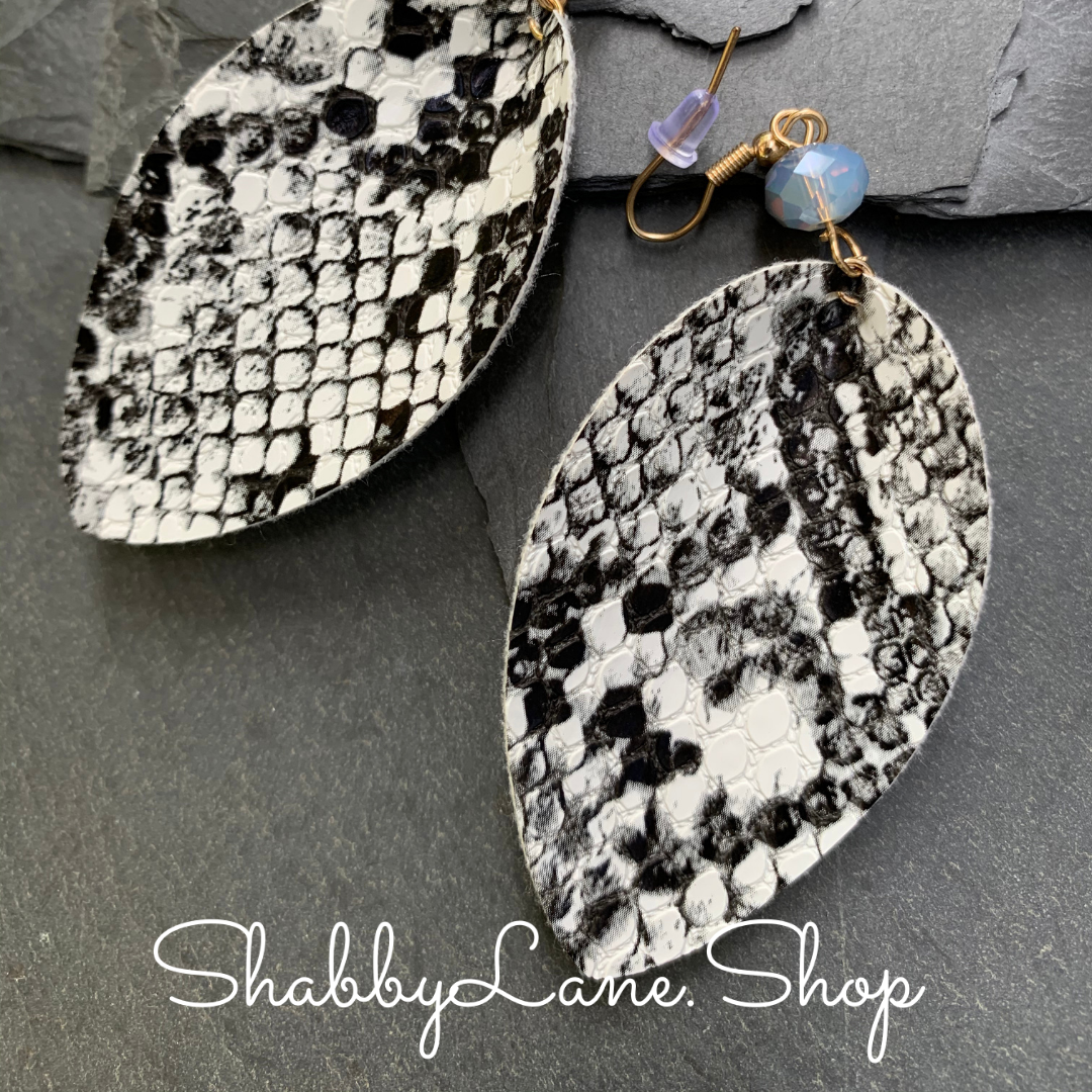 Snakeskin earrings -bead accent Shabby Lane