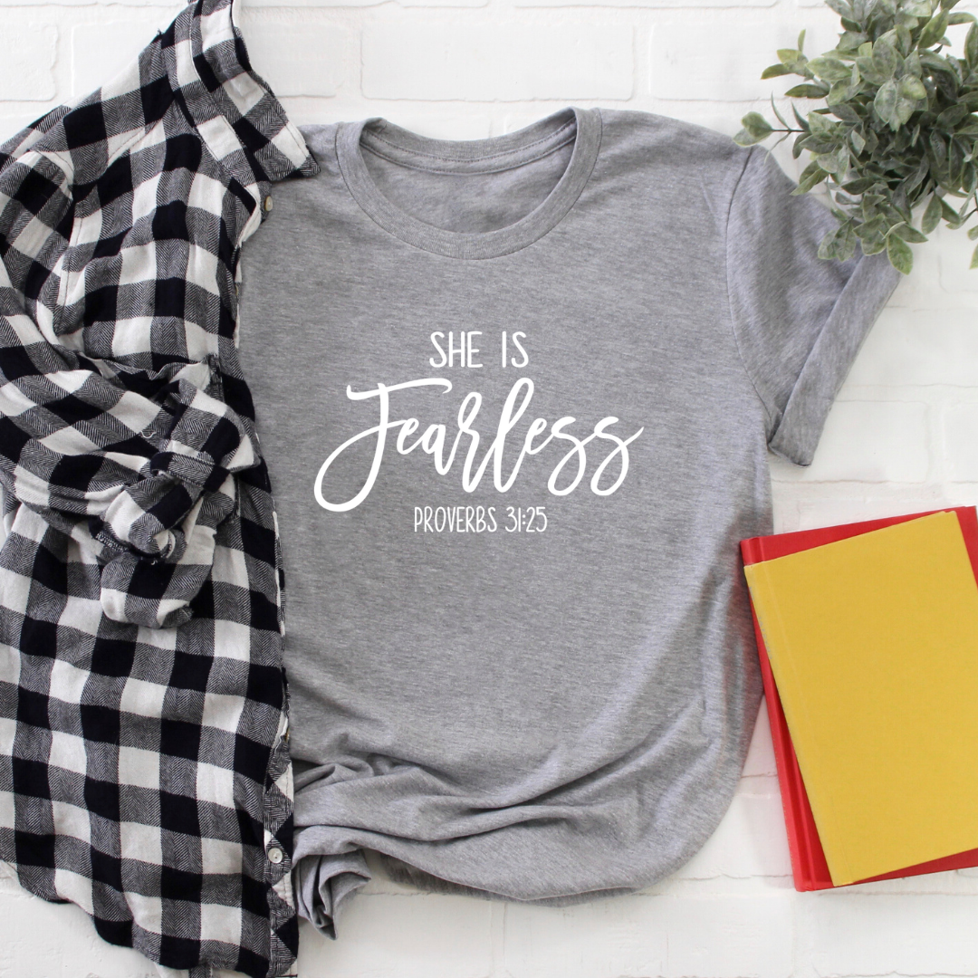 She is Fearless grey tee Shabby Lane