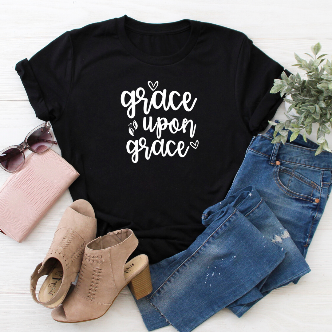 Grace upon Grace - black tee Shabby Lane