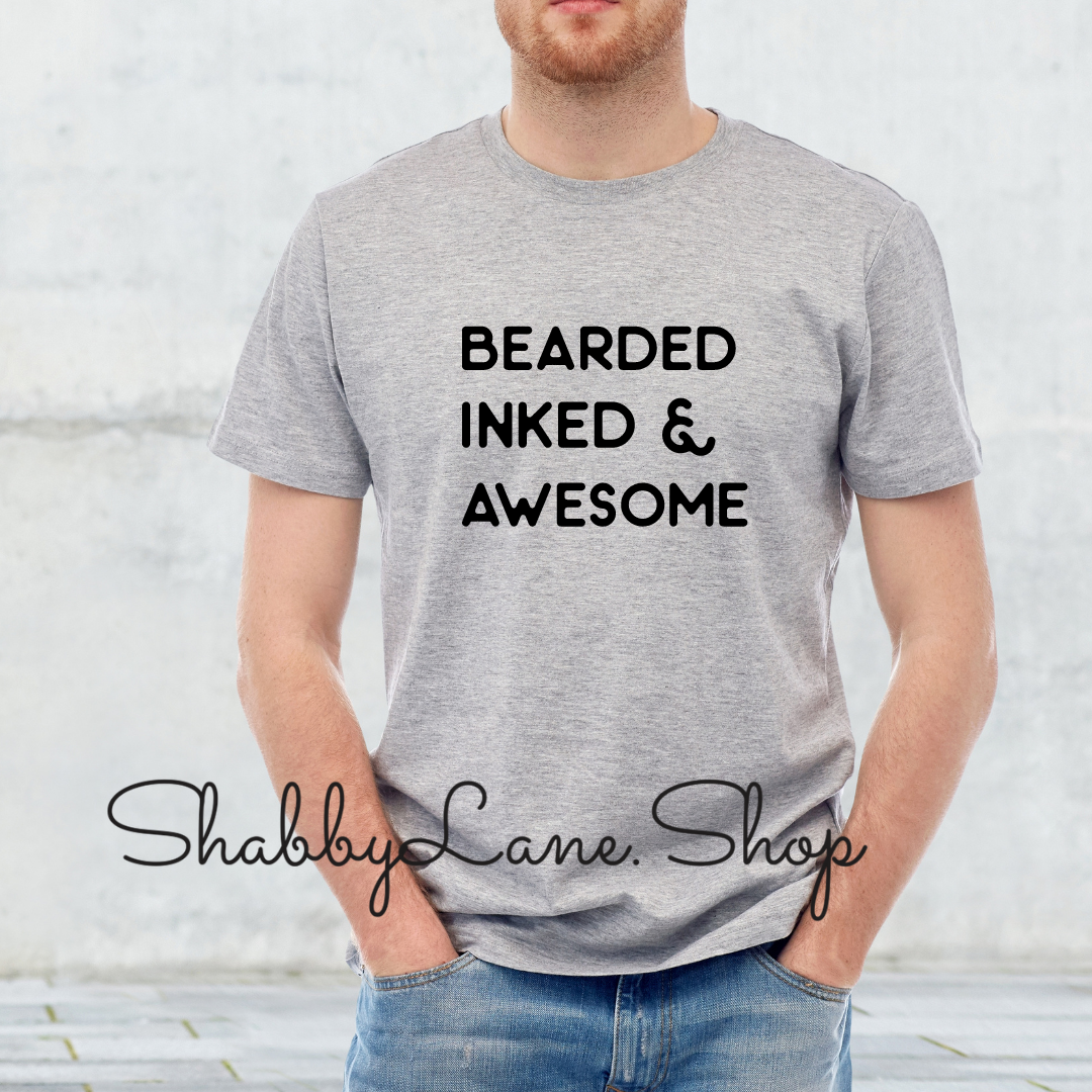 Bearded, inked and awesome- gray tee Shabby Lane