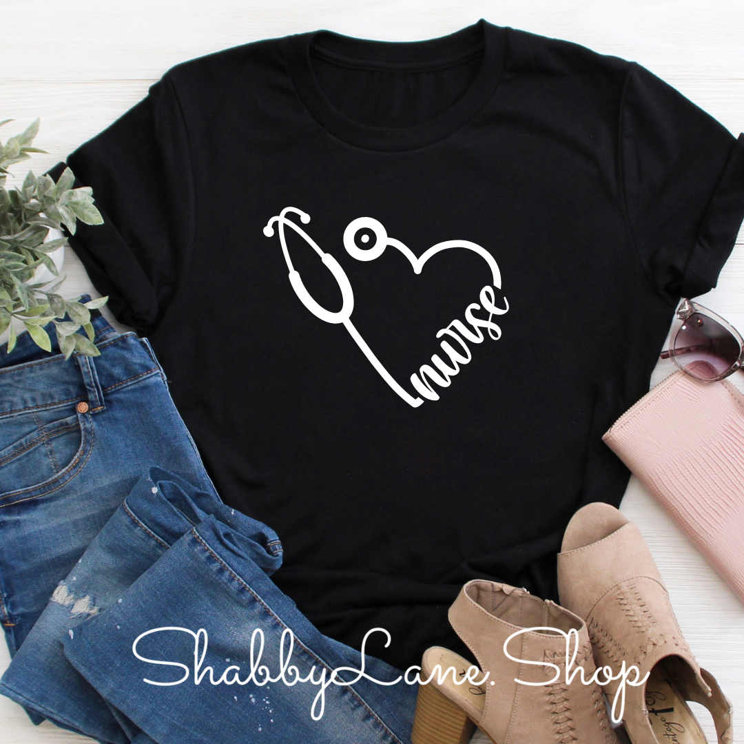 Nurse heart - Black T-shirt tee Shabby Lane