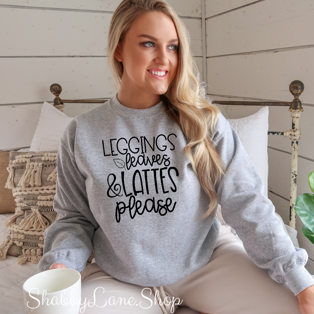 Leggings leaves and lattes - sweatshirt- Gray tee Shabby Lane