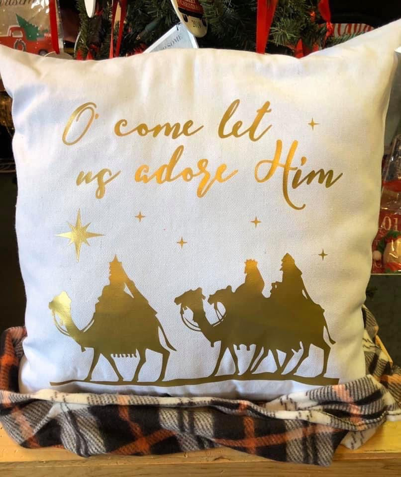O’ Come let us adore Him - Canvas pillow Shabby Lane