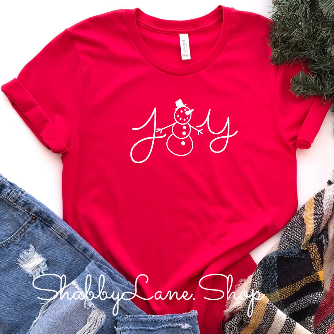 Joy Snowman - Red Short Sleeve tee Shabby Lane