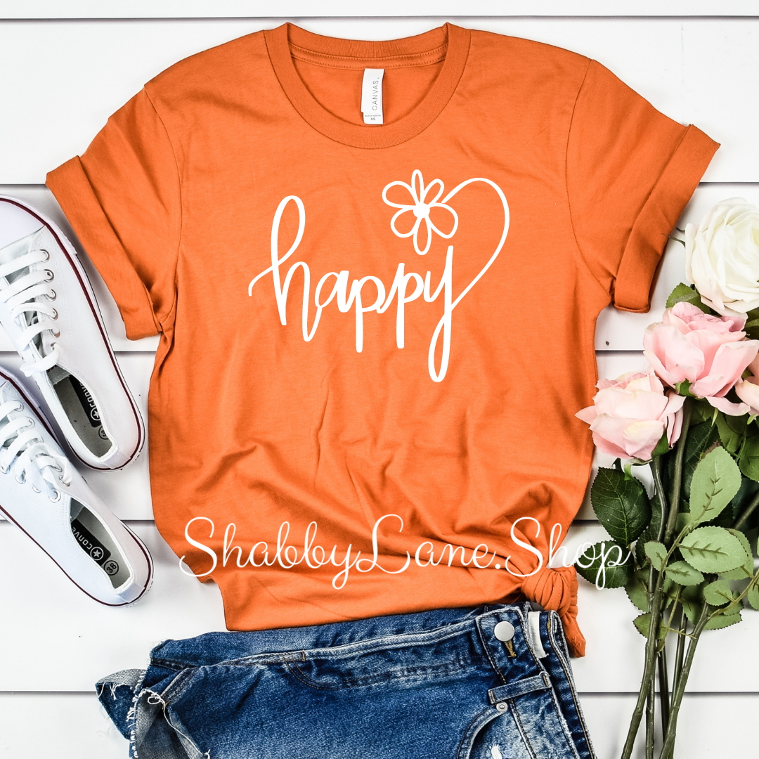 Happy- orange t-shirt tee Shabby Lane