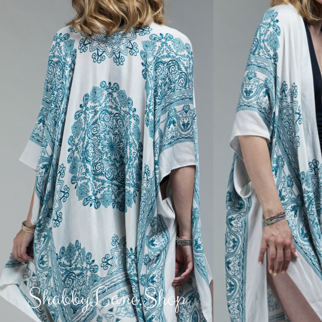 Floral and paisley teal kimono Shabby Lane