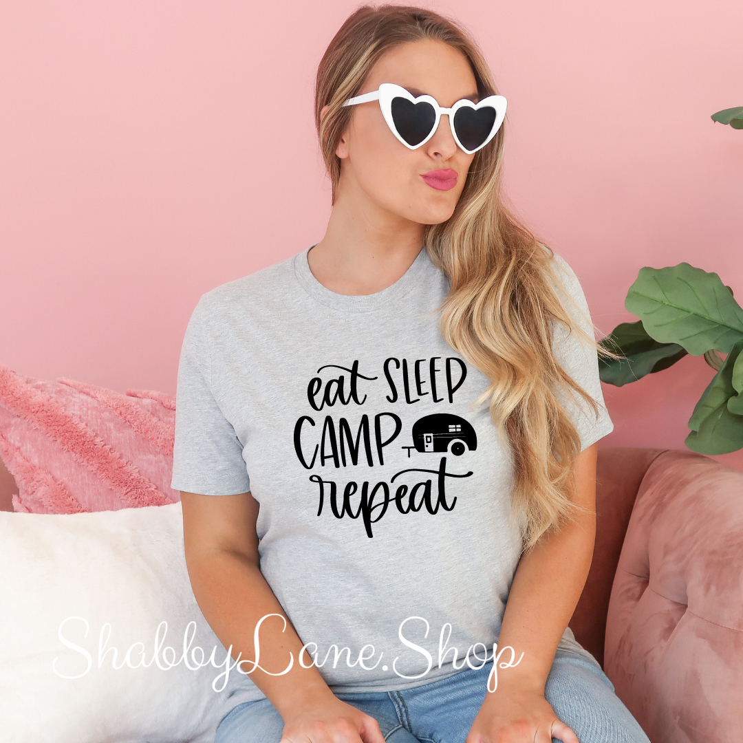Eat Sleep Camp - Light Gray T-shirt tee Shabby Lane