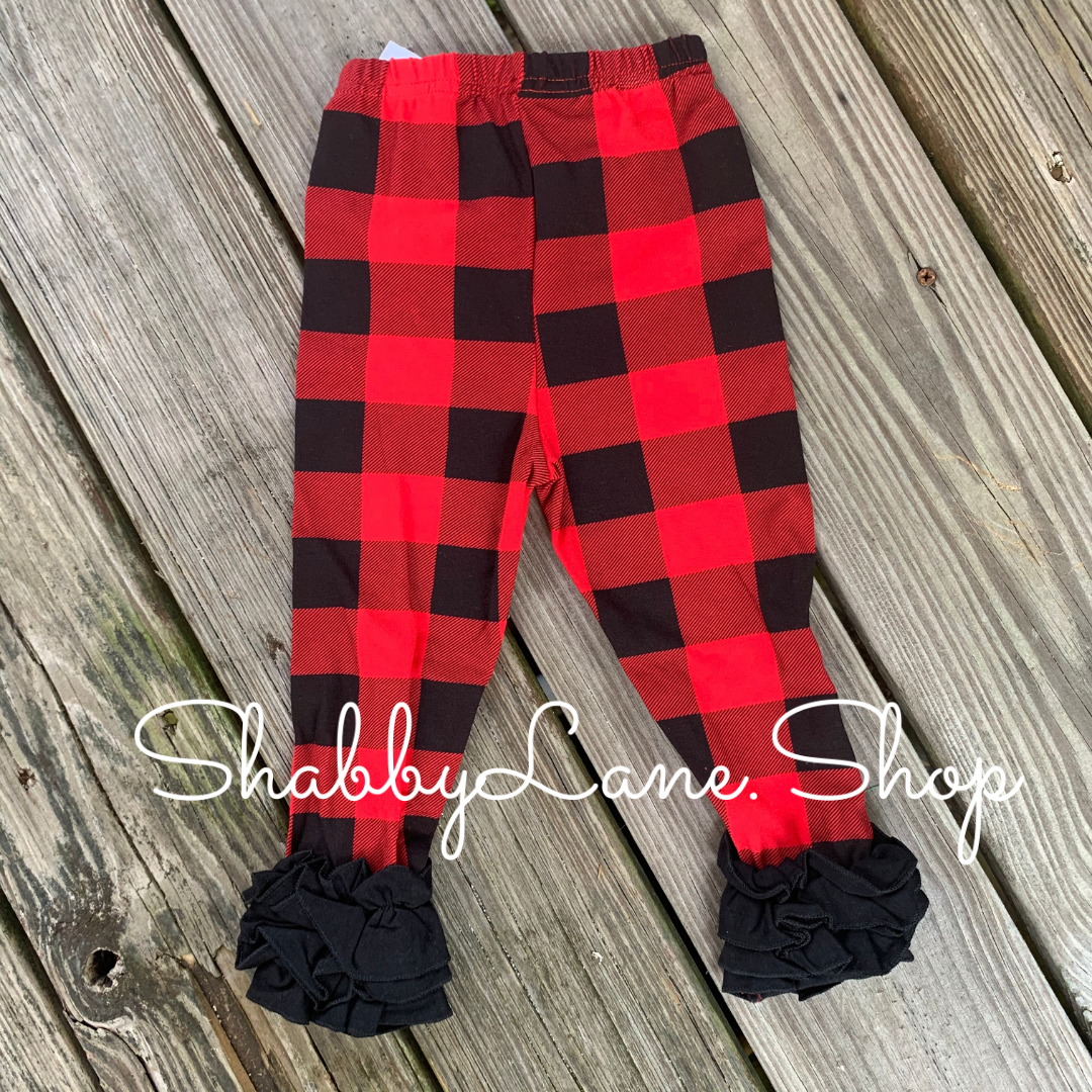 Buffalo plaid ruffle pants Shabby Lane
