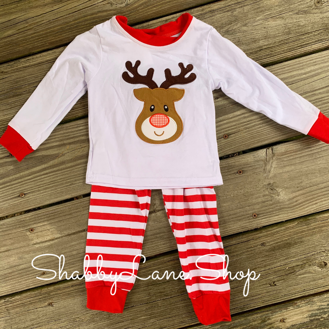 Christmas pajamas - reindeer white Shabby Lane