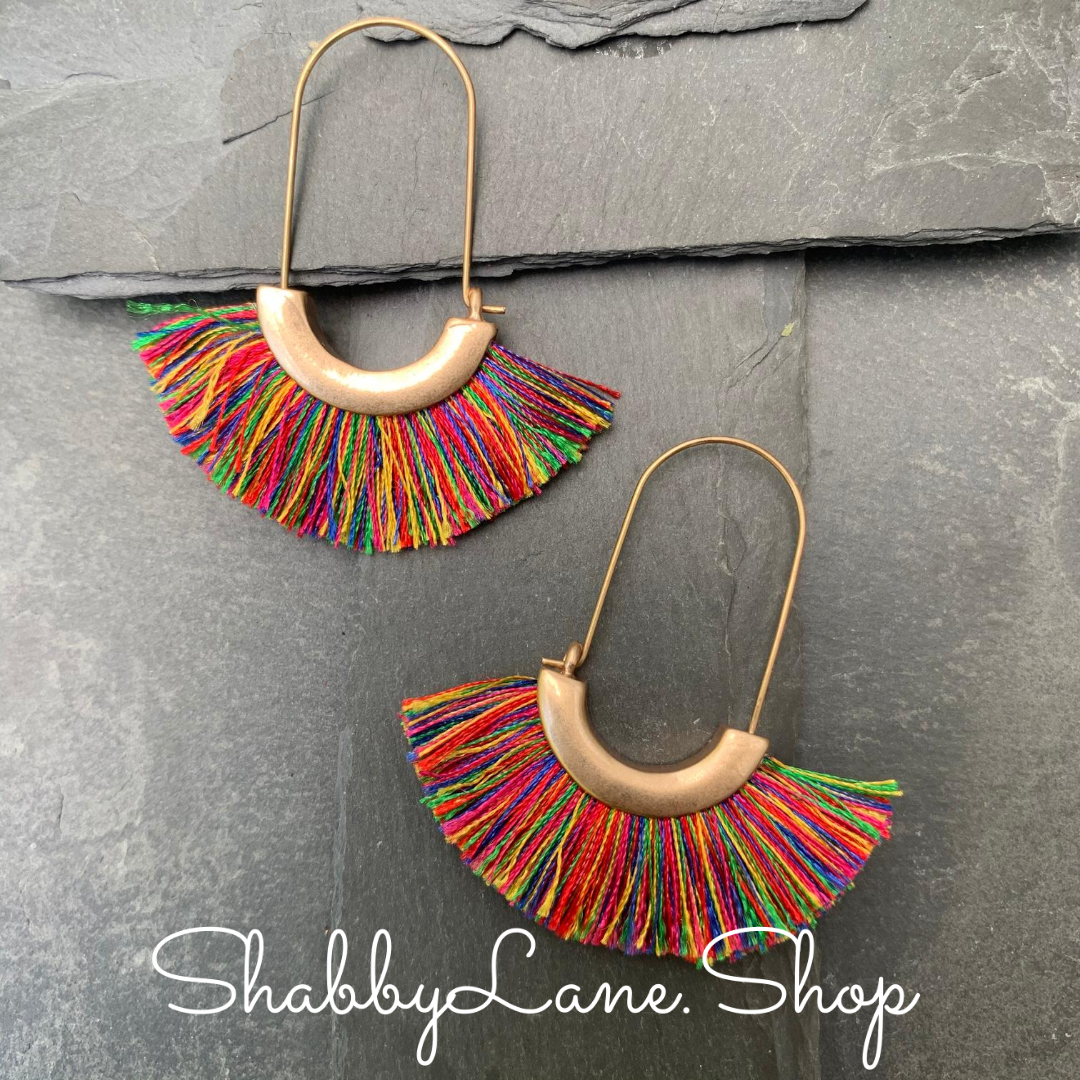 Tassel Earrings - Multi color dark Earrings Shabby Lane