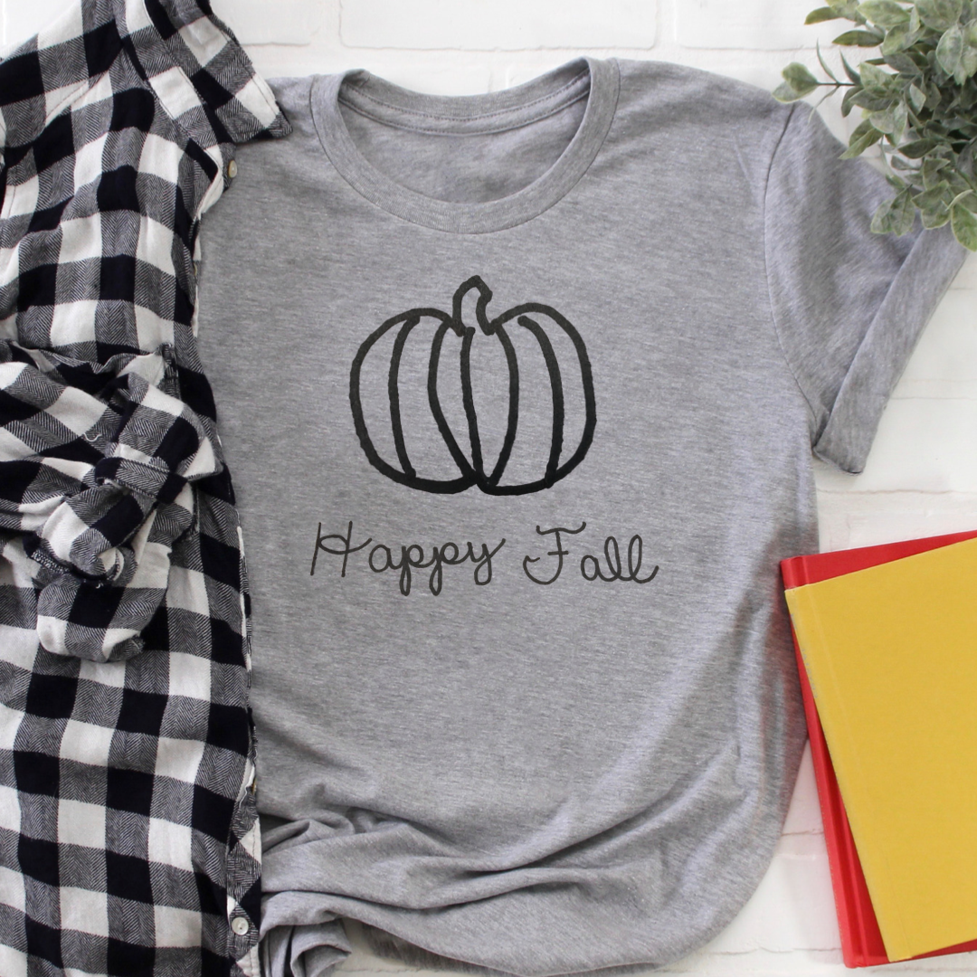 Happy Fall- Cameron Collection Heather Gray tee Shabby Lane