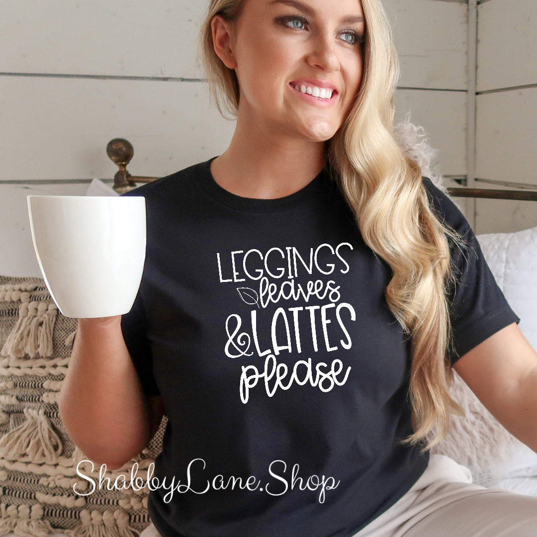 Leggings leaves and lattes - Black tee Shabby Lane