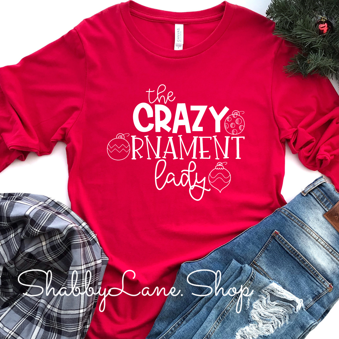 Crazy Ornament lady - red long sleeve tee Shabby Lane