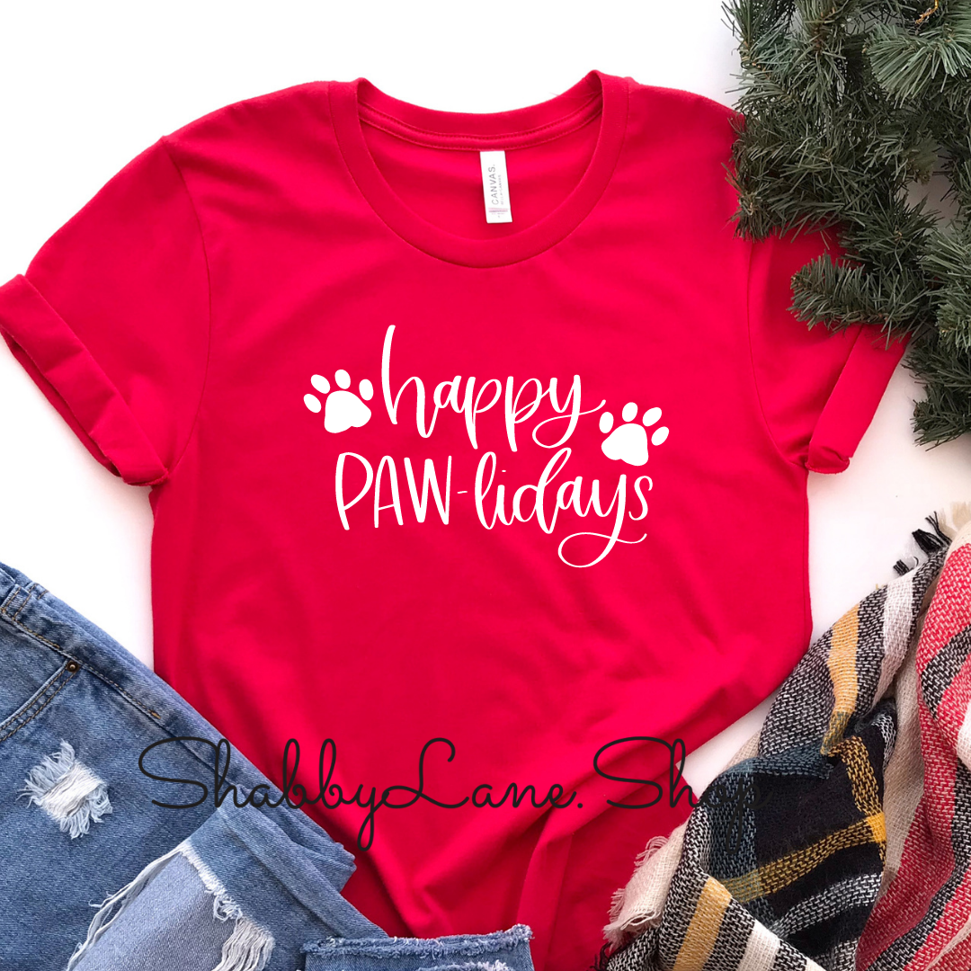 Happy Pawlidays - Red Short Sleeve tee Shabby Lane