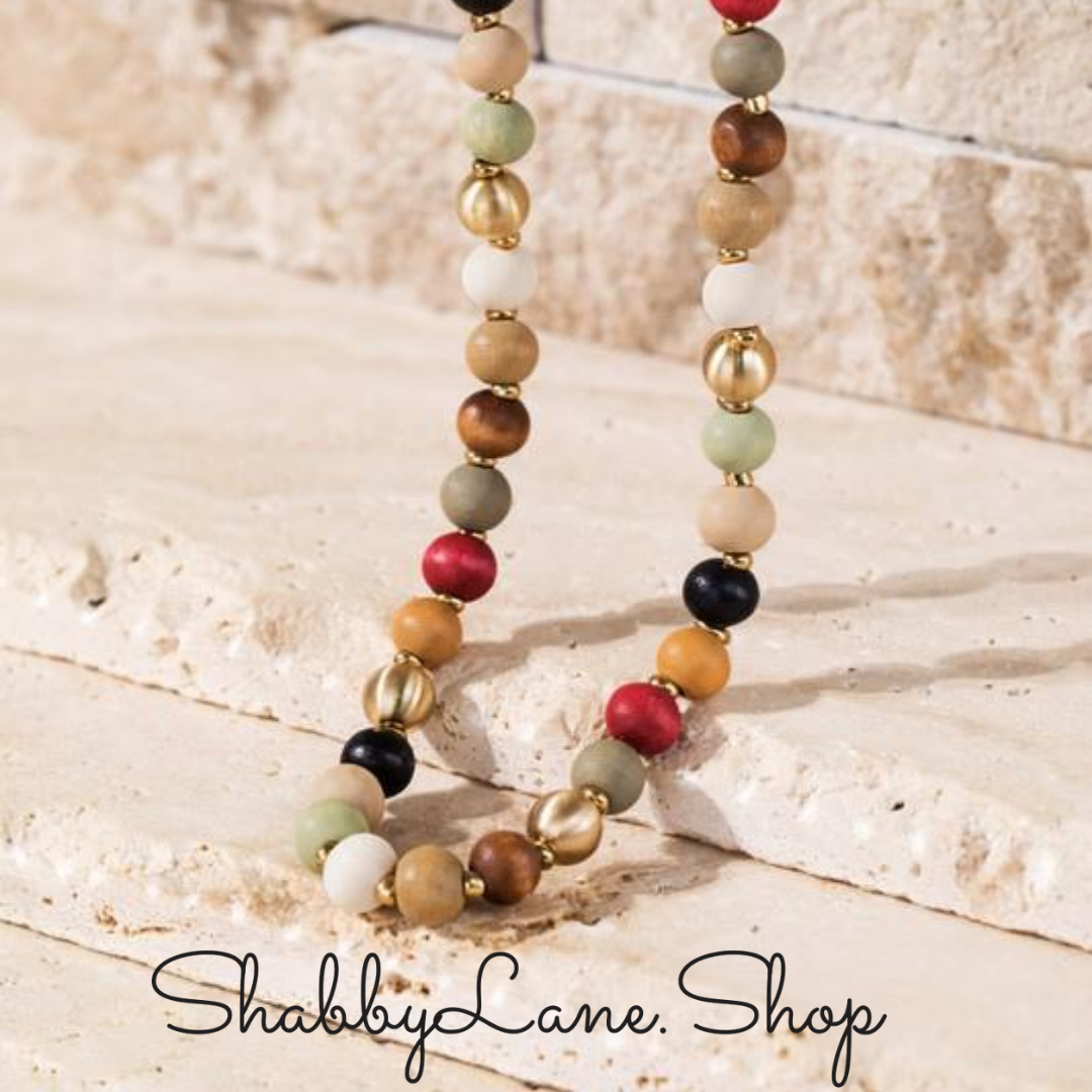 Beautiful beaded necklace - multi color Shabby Lane