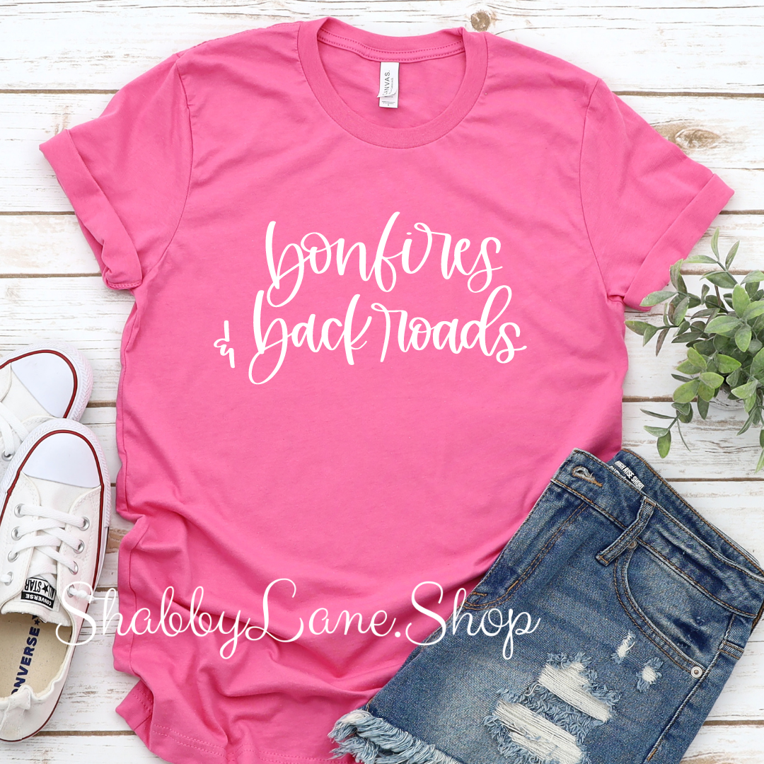 Bonfires and back roads - T-Shirt - Pink tee Shabby Lane