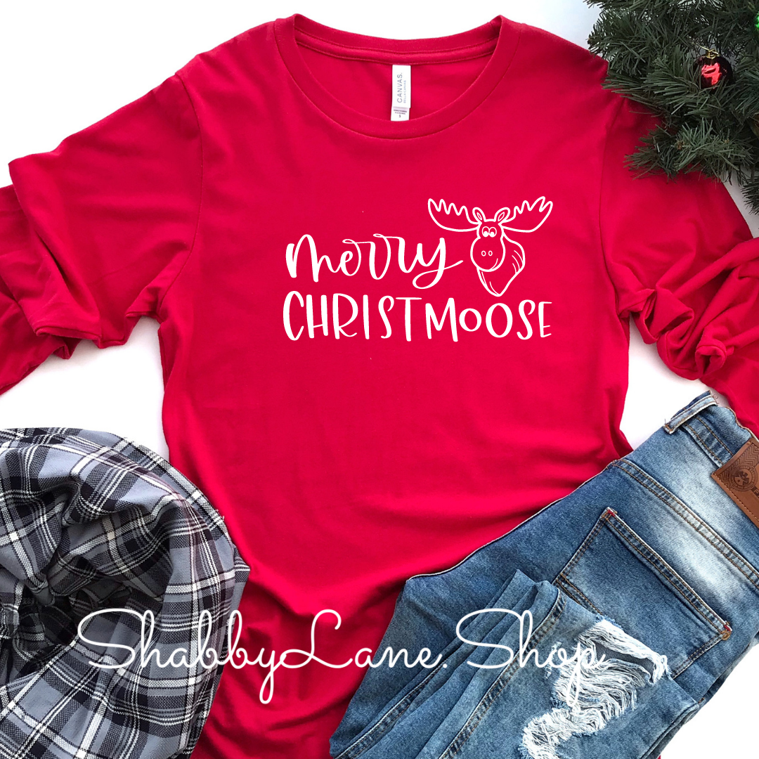 Merry Christmoose- red long sleeve tee Shabby Lane