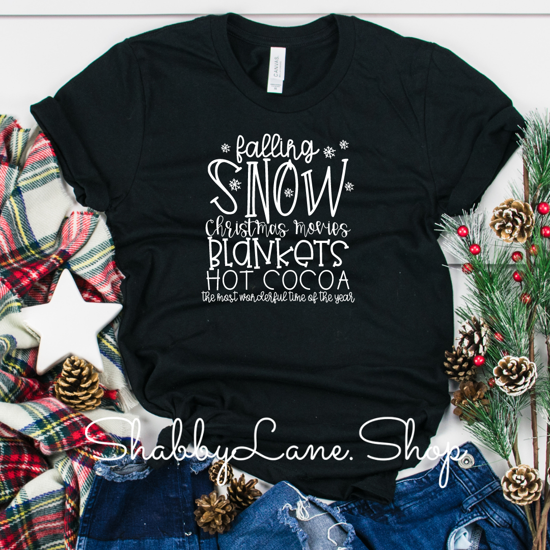Falling Snow - Black tee Shabby Lane