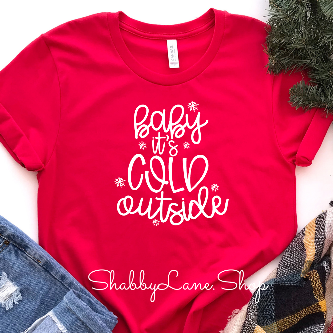 Baby it’s cold outside - Red Short Sleeve tee Shabby Lane