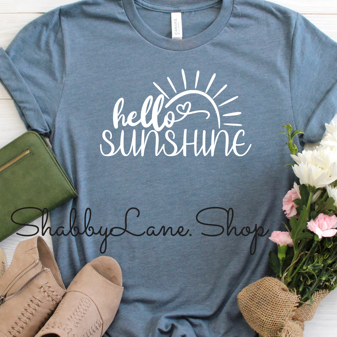 Hello Sunshine! - heather Slate tee Shabby Lane