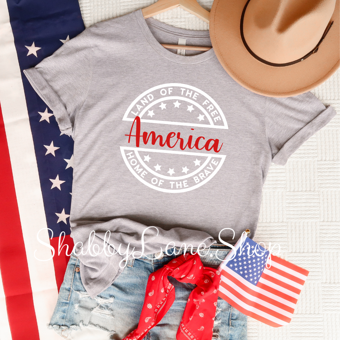 Land of Free - America t-shirt - grey tee Shabby Lane