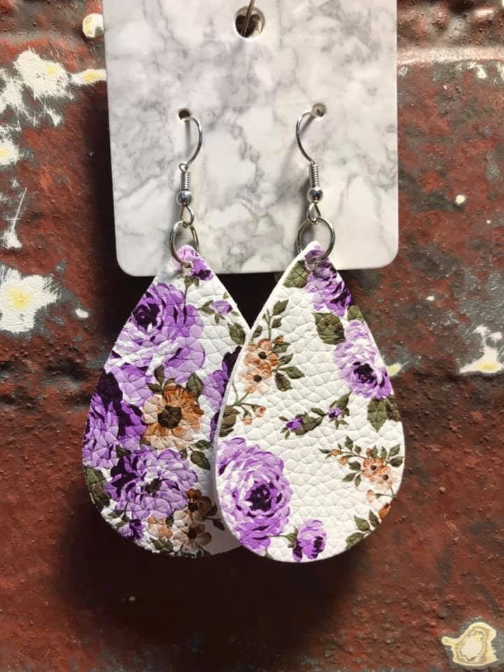 Lavender Floral earrings Shabby Lane