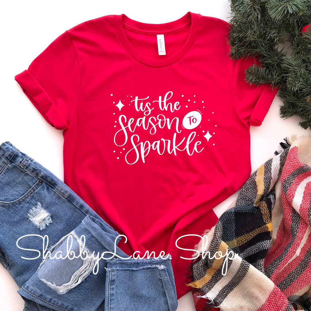 ‘Tis the season to sparkle - Red Short Sleeve tee Shabby Lane