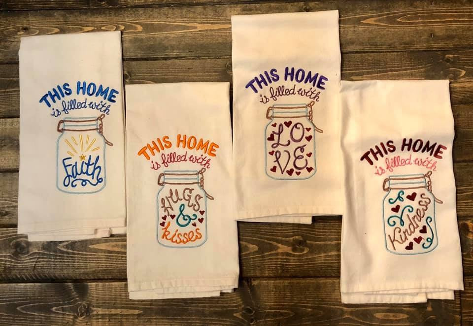 Mason Jar this home is filled with - kitchen towel Shabby Lane