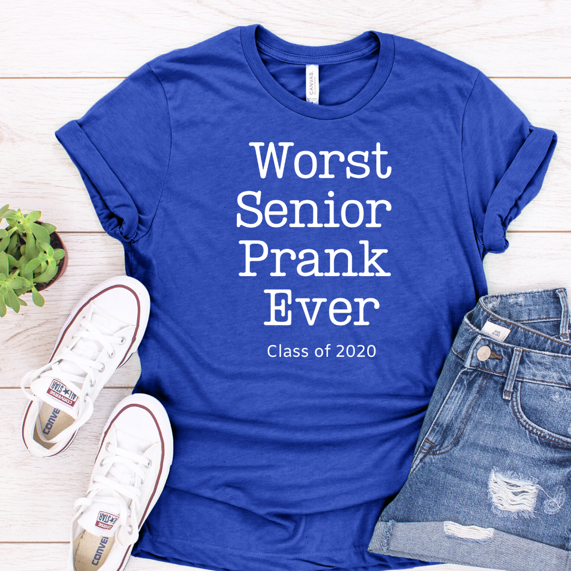 Senior Prank 2020 tee Royal Blue unisex tee Shabby Lane