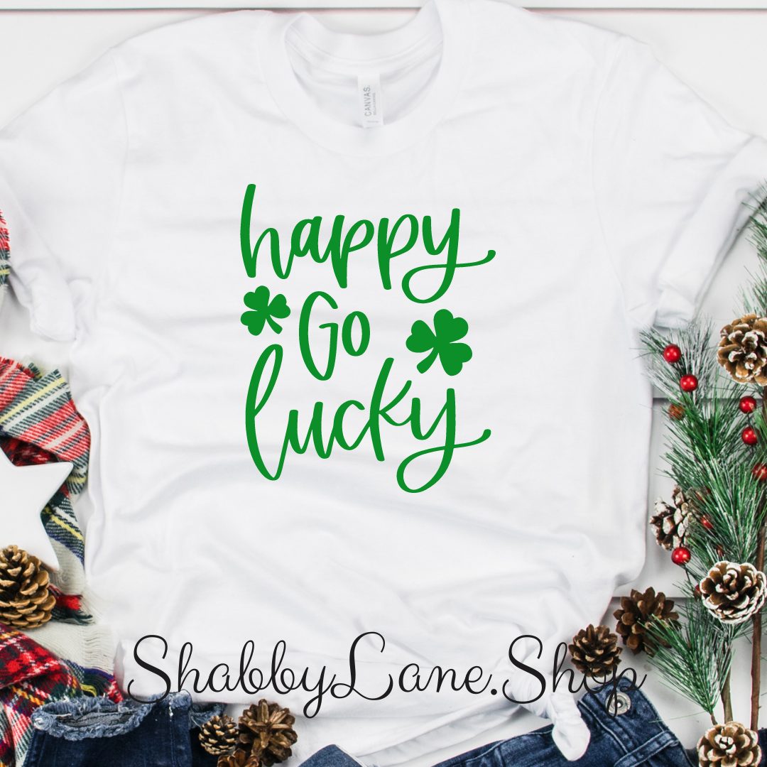Happy go Lucky - T-shirt White tee Shabby Lane