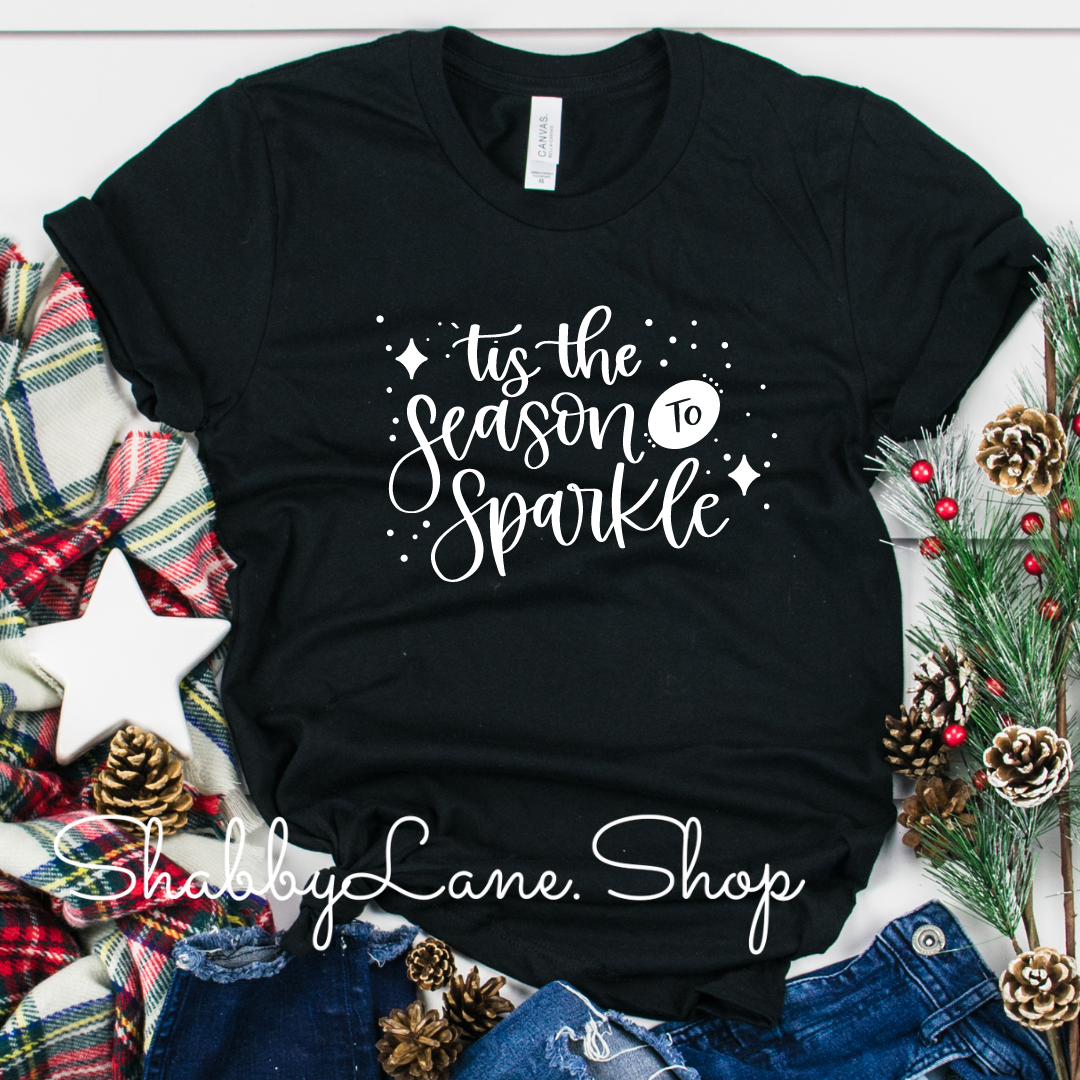 Tis the season to sparkle - Black tee Shabby Lane