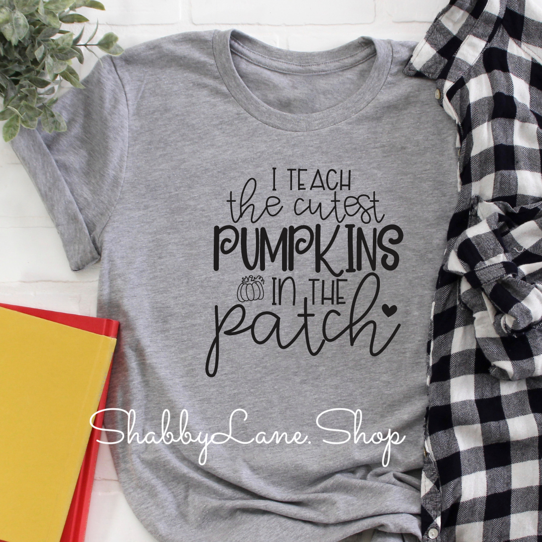 I teach the cutest pumpkins - Gray tee Shabby Lane
