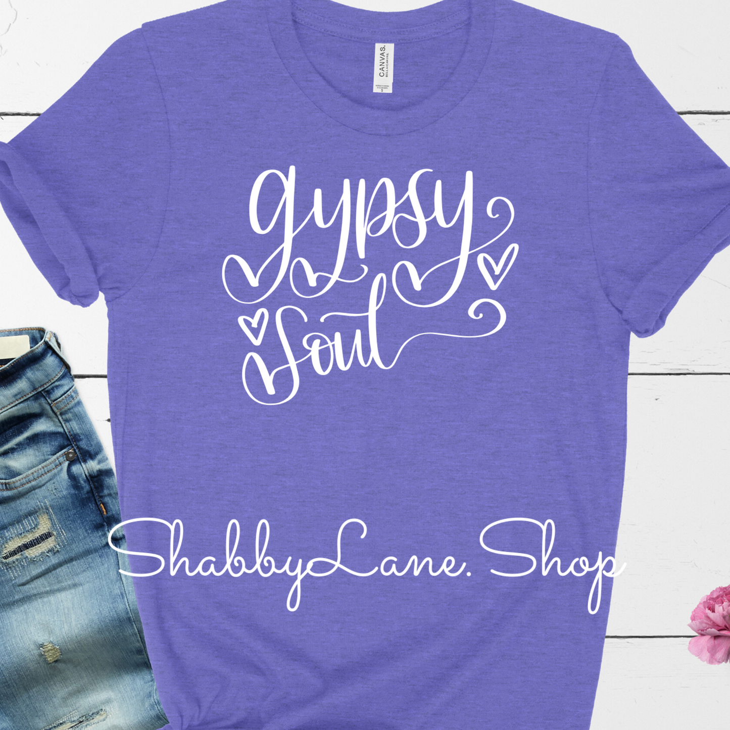Gypsy Soul -lavender tee Shabby Lane