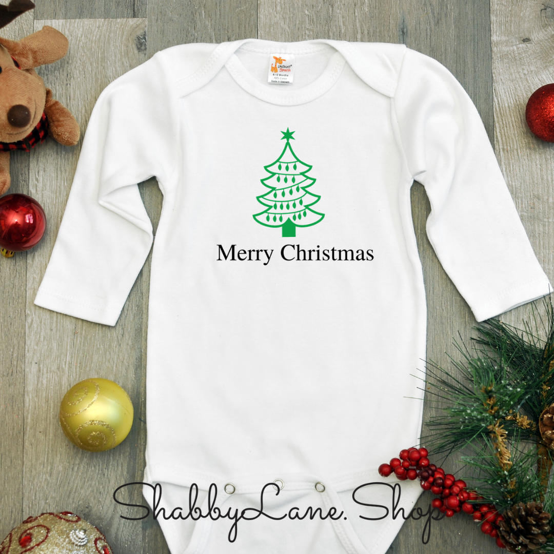 Merry Christmas Tree- Christmas bodysuit- white Shabby Lane
