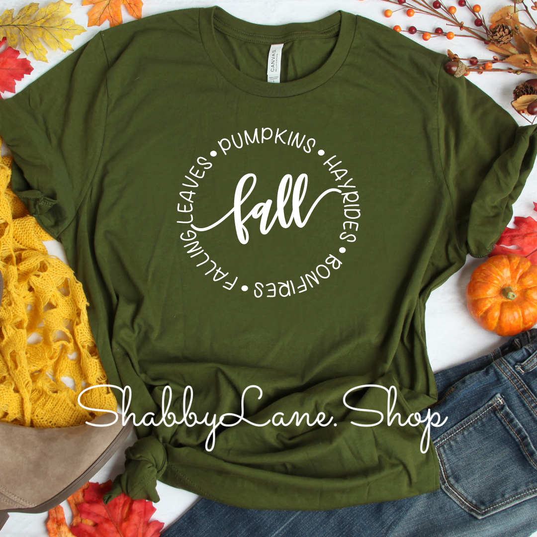 Fall pumpkins hayrides bonfires - Olive tee Shabby Lane