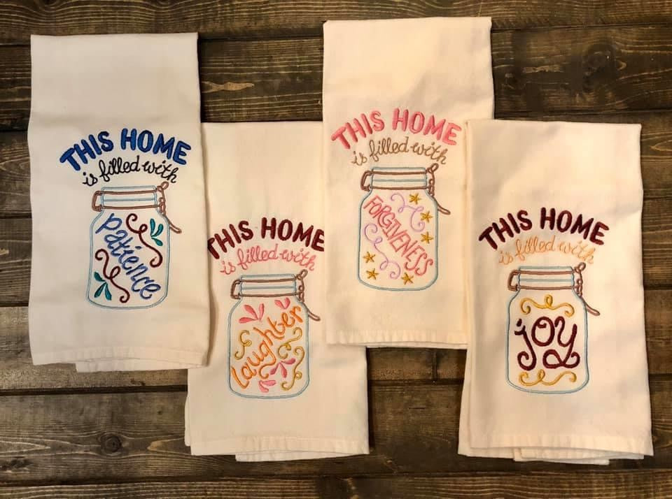 Mason Jar this home is filled with - kitchen towel Shabby Lane