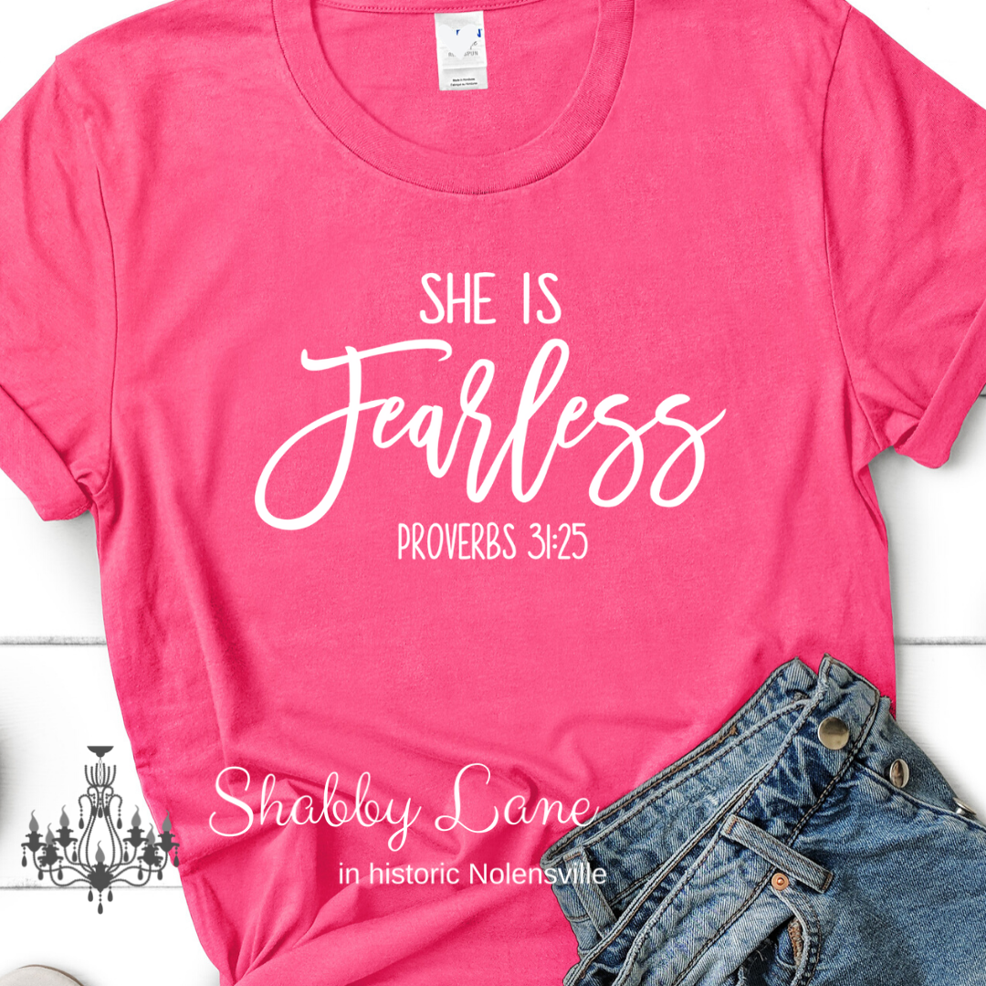 She is Fearless pink tee Shabby Lane