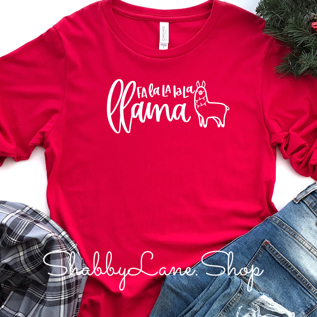 Fala lama - red long sleeve tee Shabby Lane