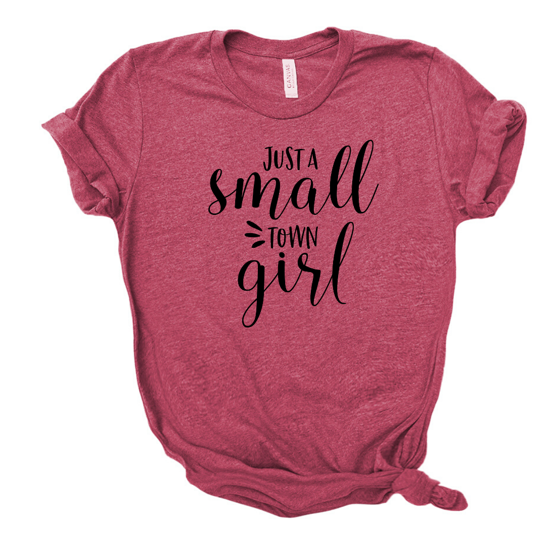 Just a Small Town Girl - Heather raspberry tee Shabby Lane